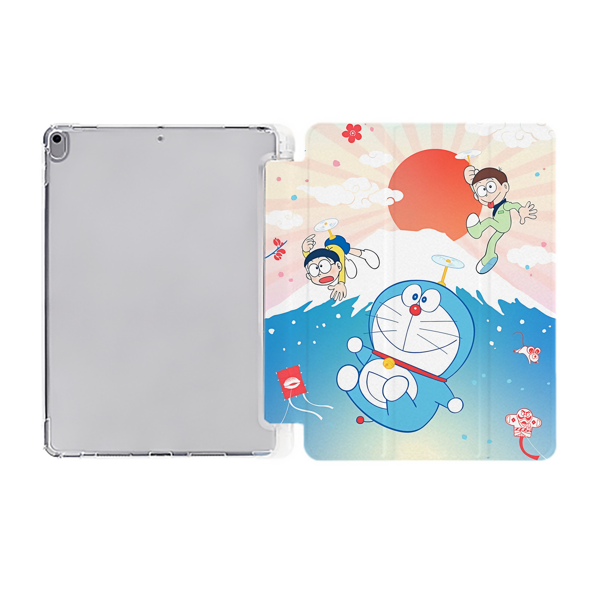 （画像用） ドラえもん Doraemon IPad ケース ペン収納付き 三つ折りスタンド PUレザー×シリコン 対応機種9.5/10.5/10.9インチ